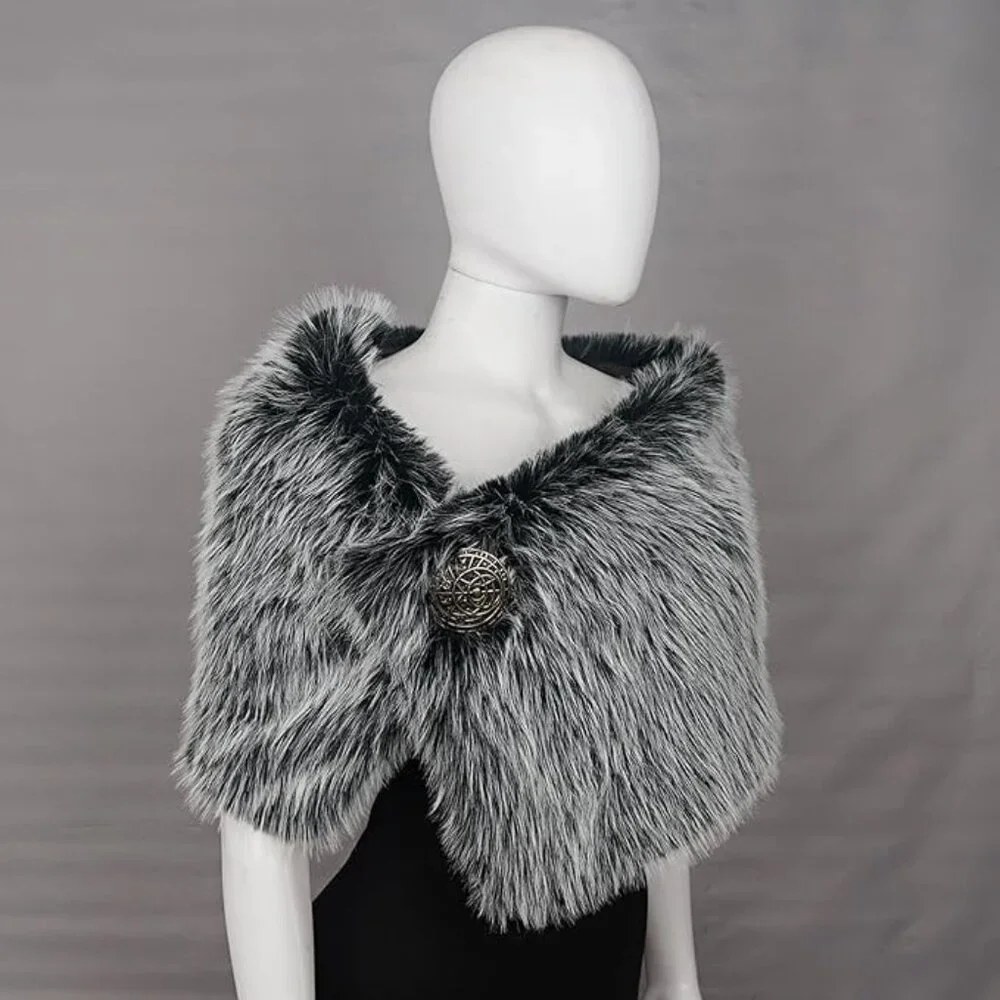 Gray Faux Fur Wrap - Picture 4 of 5